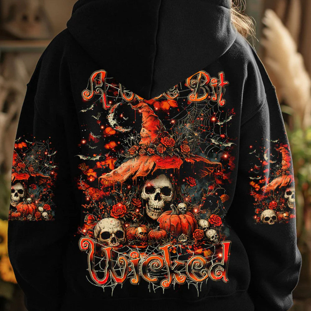 A Wee Bit Wicked Halloween Hoodie Skull Merch Gift Ideas For Mother In Law