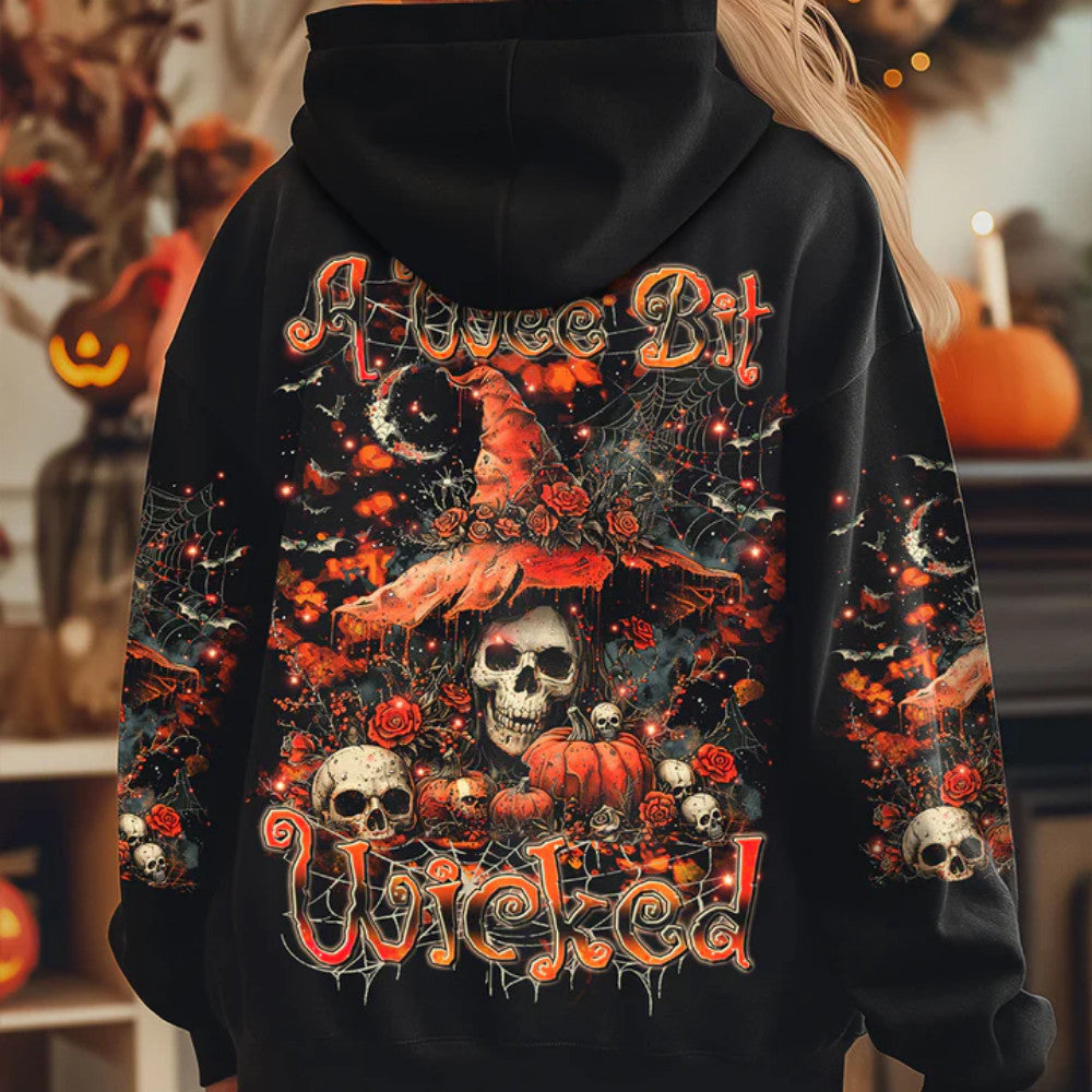 A Wee Bit Wicked Halloween Hoodie Skull Merch Gift Ideas For Mother In Law