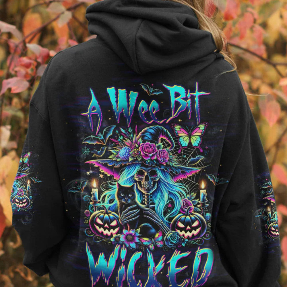A Wee Bit Wicked Halloween Hoodie Skull Merch Gifts For Mom From Daughter