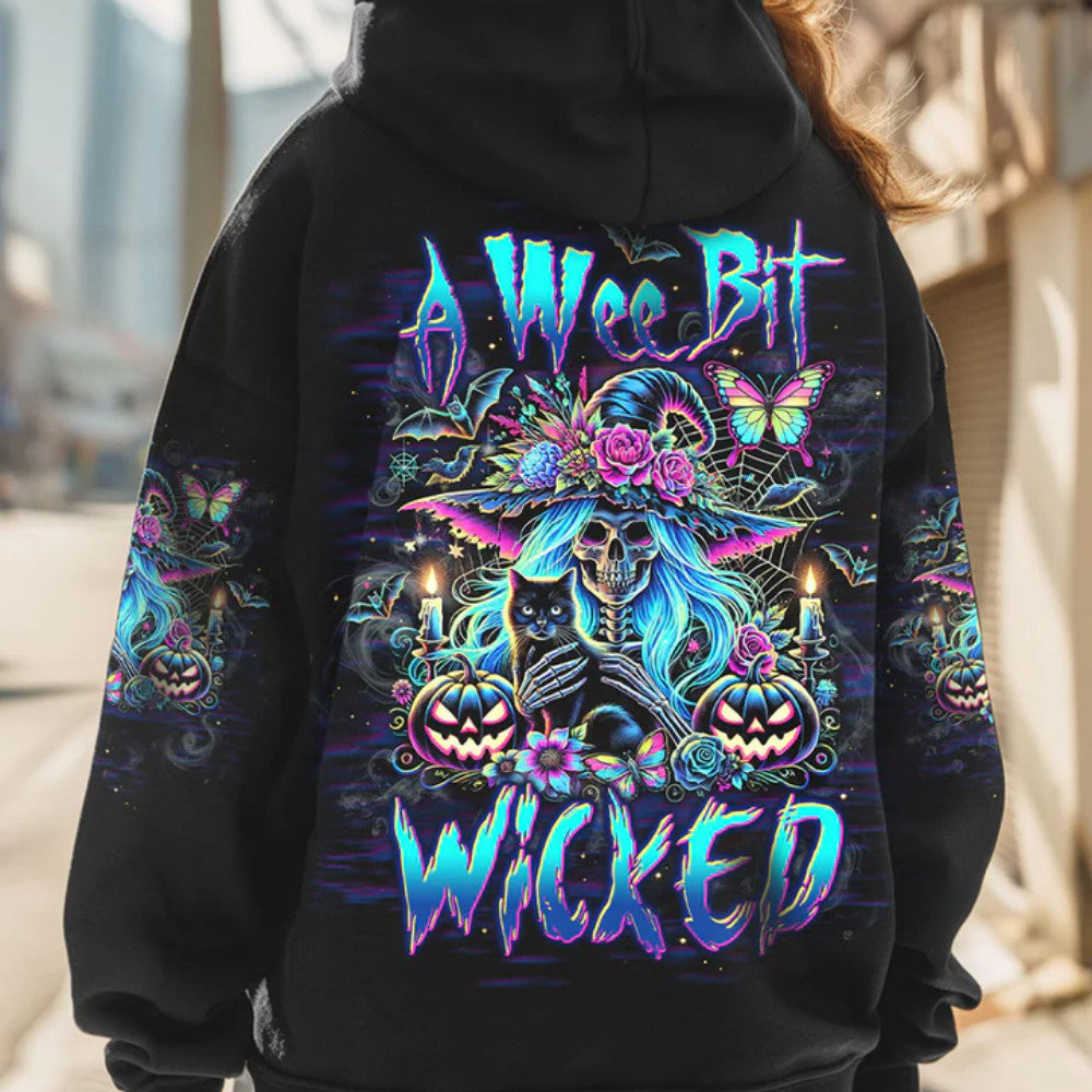 A Wee Bit Wicked Halloween Hoodie Skull Merch Gifts For Mom From Daughter