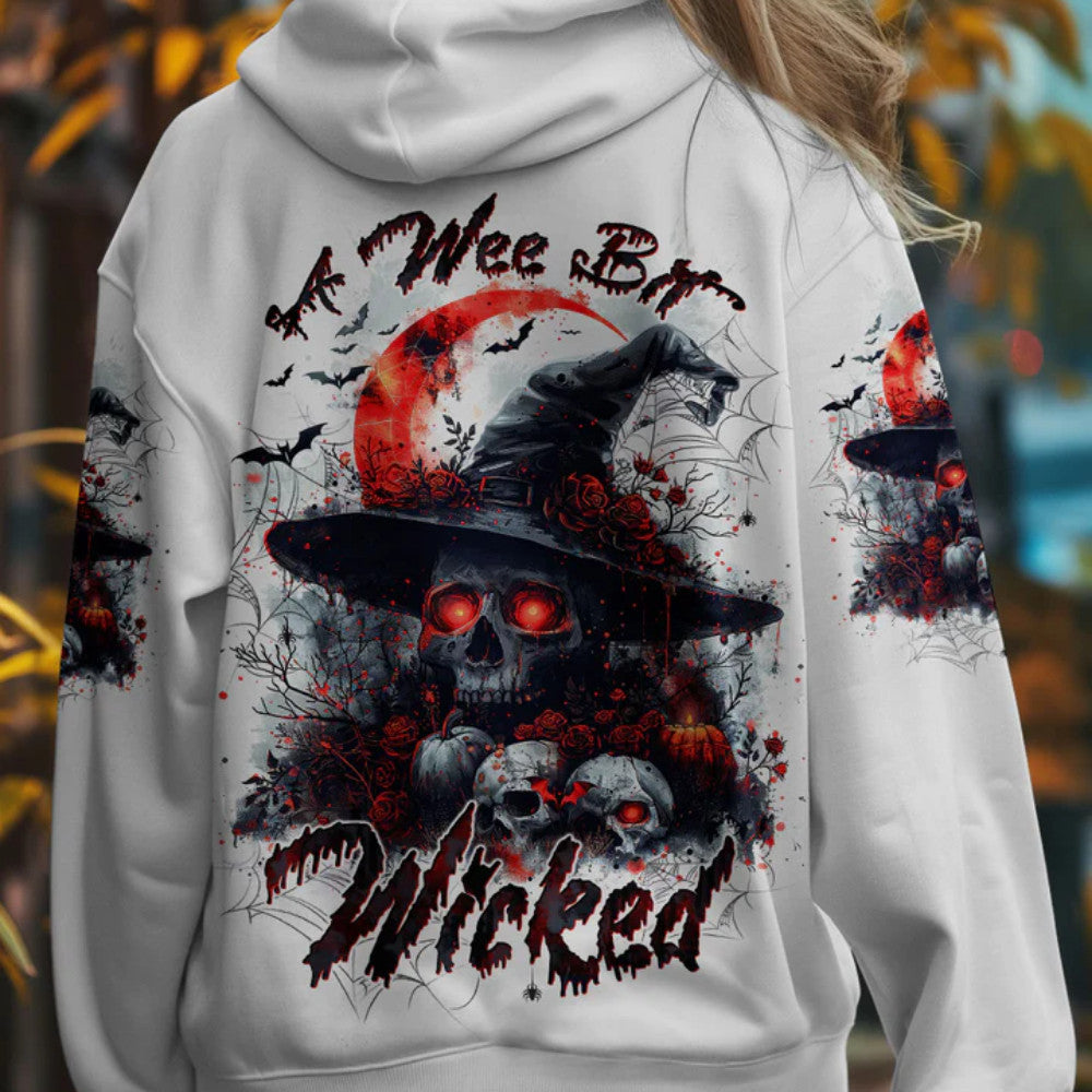 A Wee Bit Wicked Halloween Hoodie Skull Merch Best Gifts For Girlfriend