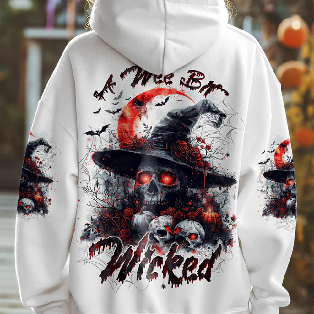 A Wee Bit Wicked Halloween Hoodie Skull Merch Best Gifts For Girlfriend